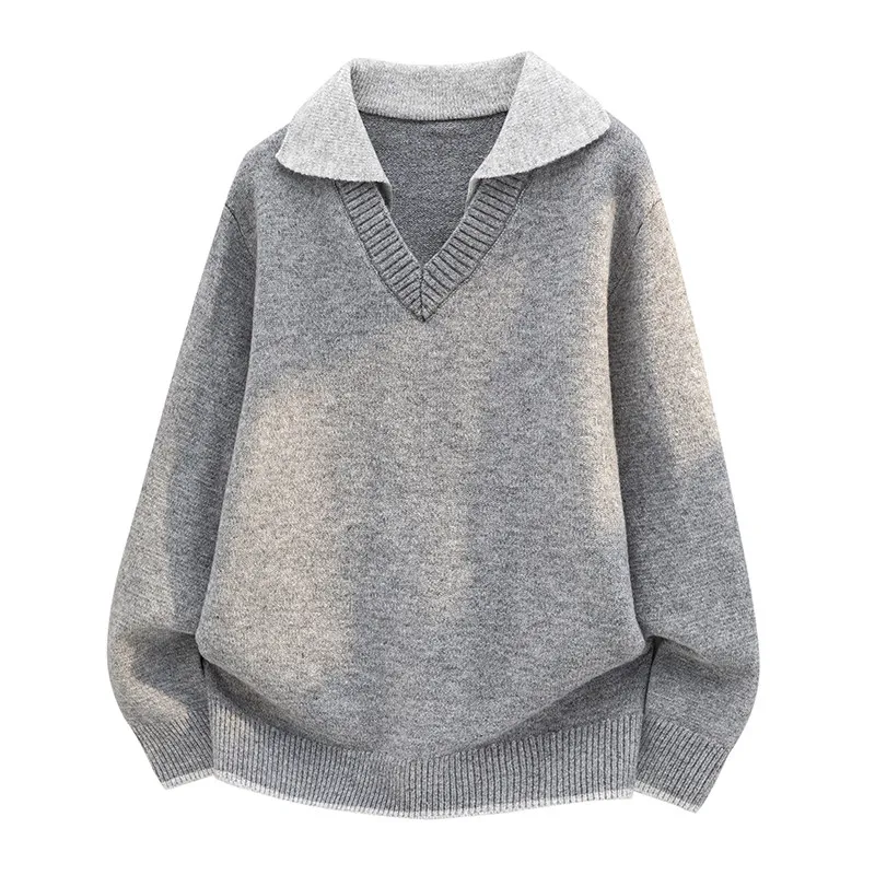 

Мужской зимний повседневный модный вязаный свитер с воротником-стойкой, базовый слой, молодежный, удобный, с длинным рукавом, круглый вырез, коллекция 2025 года