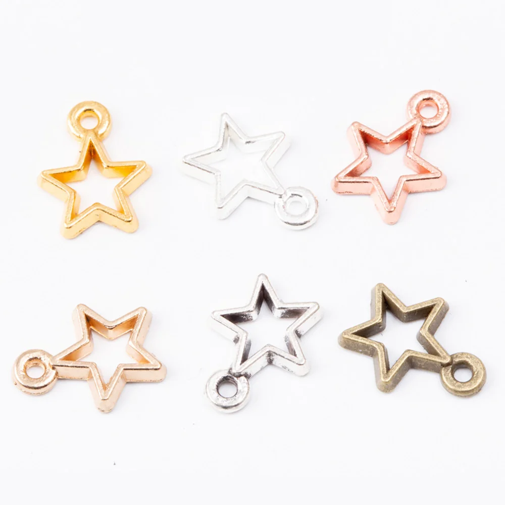 20pcs Retro Alloy Star Pendant for Jewelry Making Charm for Bracelet Necklace DIY Handmade Jewelry Findings Size 14x11mm