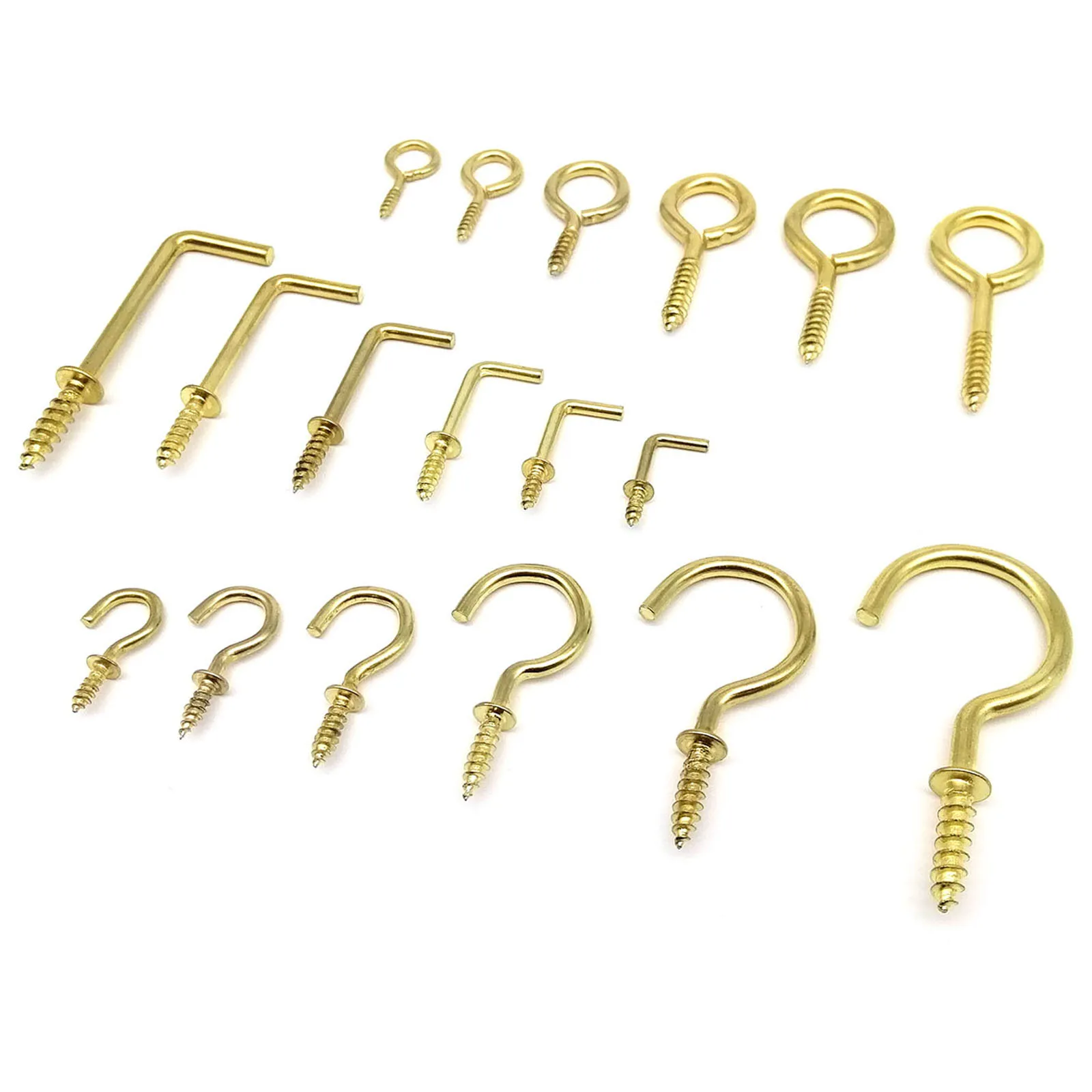 25pcs Golden Picture Photo Frame Lamp Light Cabinet Plant Curtain Net Wire Eye Bolt Eyebolt Screw in Hanger O L C Cup Hook Clasp