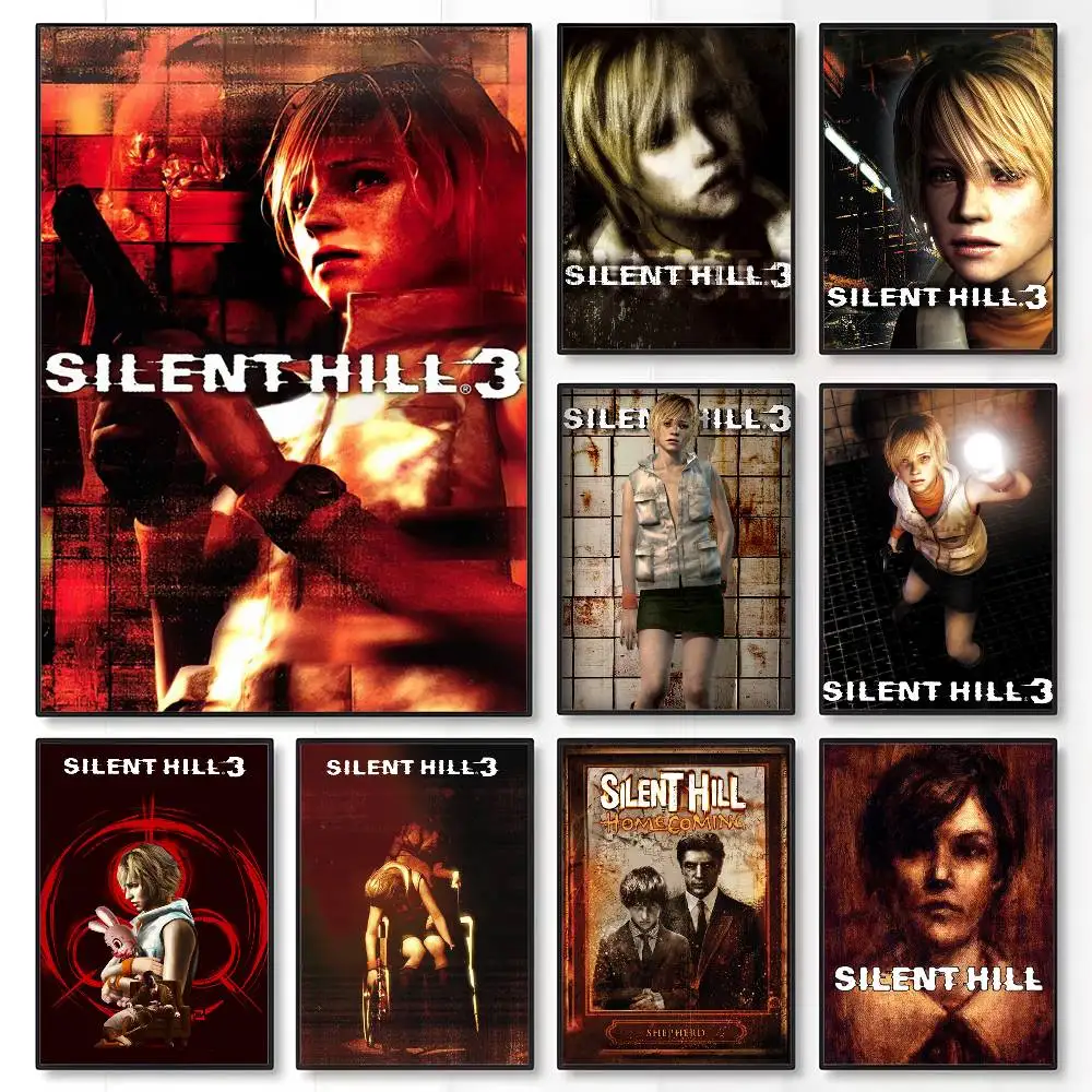 Popular Horror Game S-Silent Hill Poster High Quality Dorm Living Room Aesthetic Wall Decoration Painting Stickers Gift