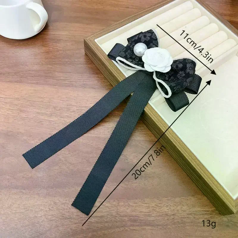 Camellia Flower Brooch Pins For Women Fabric Bow Tie JK College Style Shirt Collar Pin Elegant Jewelry Accessories