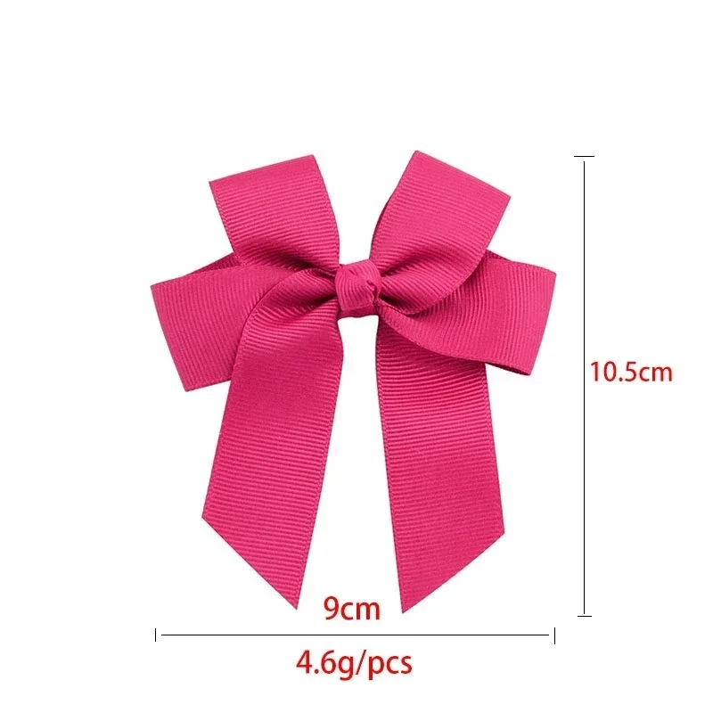 2pcs 3.6\'\' Solid Color Bowknot Hair Clips For Cute Girls Classic Bows Hairpins Barrettes Headwear Kids Hair Accessories Gift