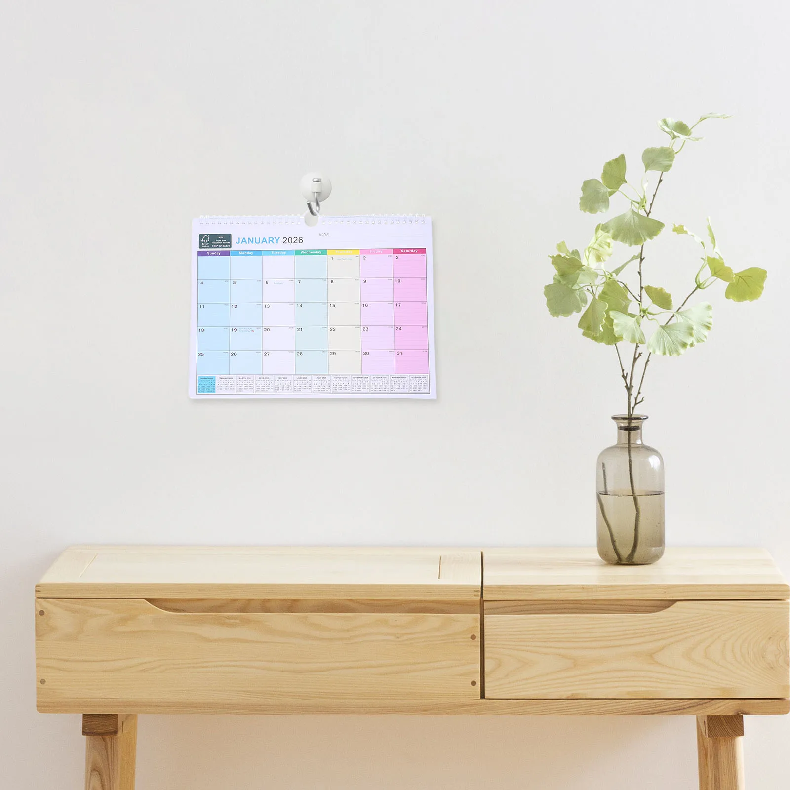 

Hanging Spiral Bound Calendar 2026-2027 18 Months Jan 2026 to Jun 2027 Organizer with Daily Schedule Space for Home Office Use