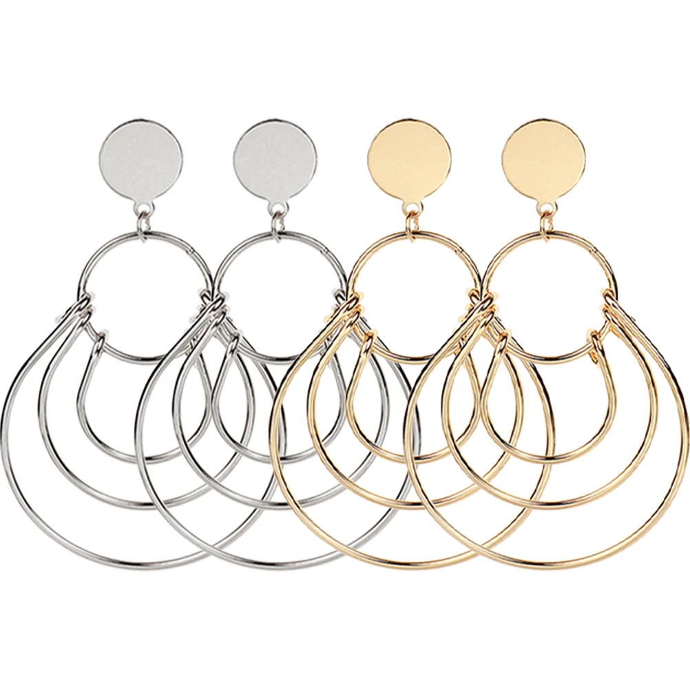 

Metal Geometric Earrings Trendy Goldene Hollow Out Studs Woman Hoops Fashion Jewellery Lightweight Alloy Comfortable Long