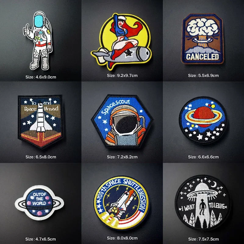 Pilot Astronaut Space Airship Cloth Iron On Badge Mend Decorate Patch Jeans Jackets Bag Shoes Clothes Decoration Applique