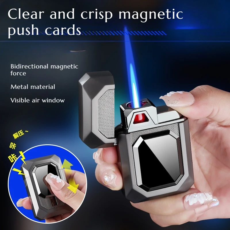 

NEW High-appearance-level Magnetic Inflatable Lighter Metal Body Windproof Blue Flame Men's Gift Cigarette Accessories