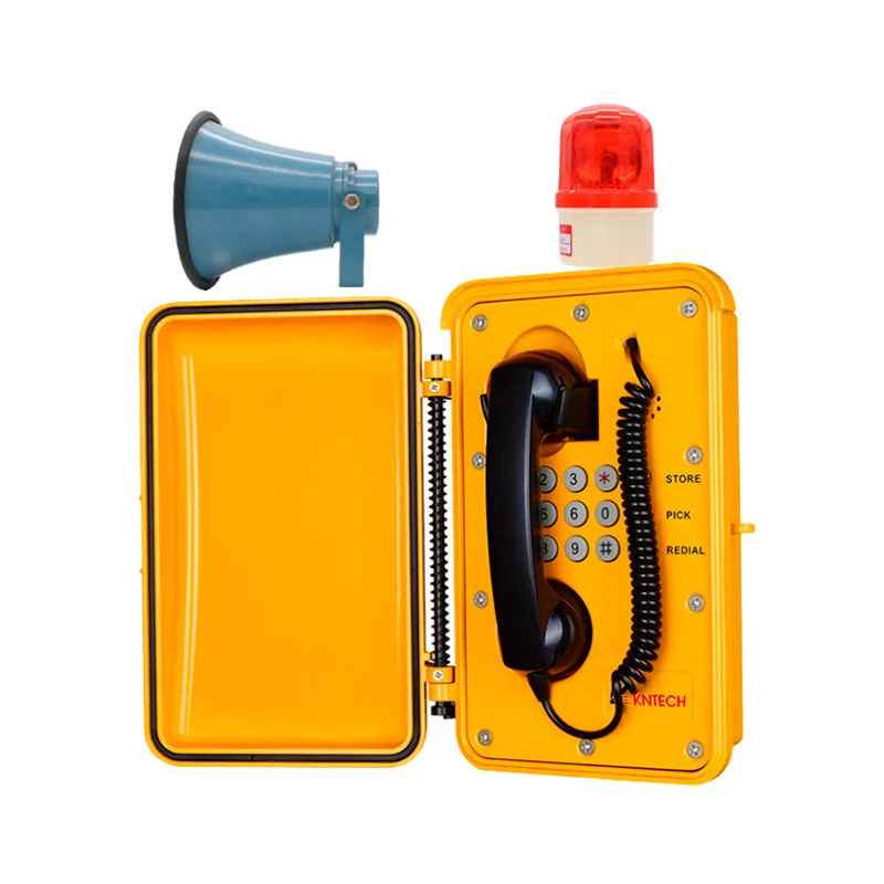 Weatherproof Industrial Broadcasting Telephone KNTECH KNSP-08LB IP66 Wall Mount Tunnel Intercom Phone