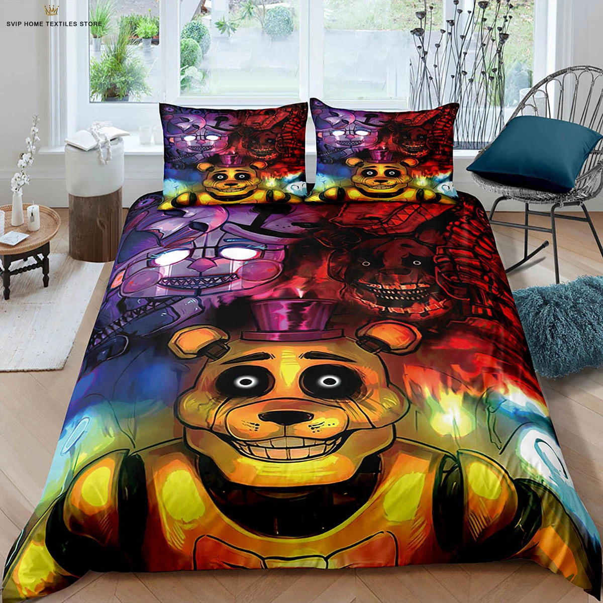 Dark Game Cartoon Print Quilt Cover Dormitory Children's Room Bedding Set Quilt Cover Pillowcase 100% Polyester 3 Pieces