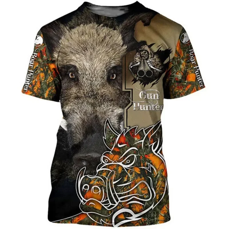 3D Print Men T Shirt 2026 Wild Boar Camo Hunting Animal Short Sleeve Tee Tops Casual O Neck Streetwear Clothing 2026