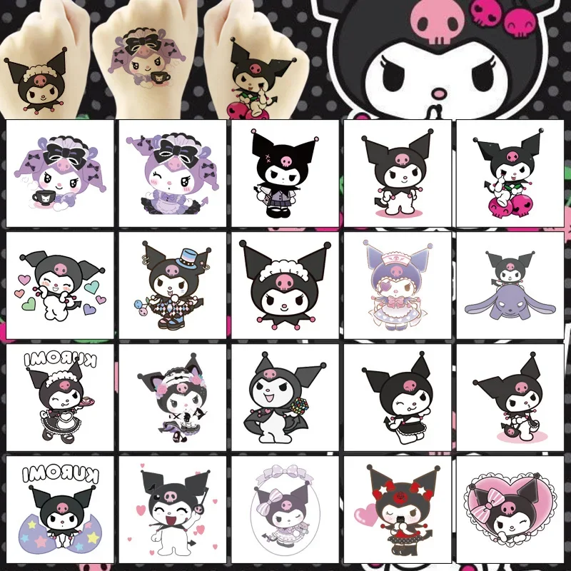 Sanrio Kuromi Tattoo Stickers Cute Anime Figures Cartoon Decoration Birthday Party Supplies Accessories for Kids Christmas Gifts