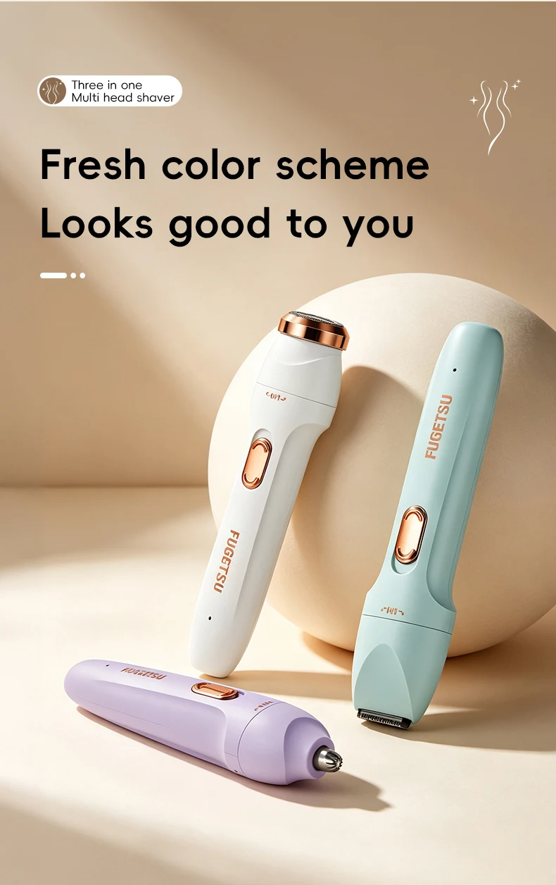 3-in-1 Electric Hair Removal Set Portable Type-C Rechargeable Shaver for Underarm Leg And Nose Hair Trimming