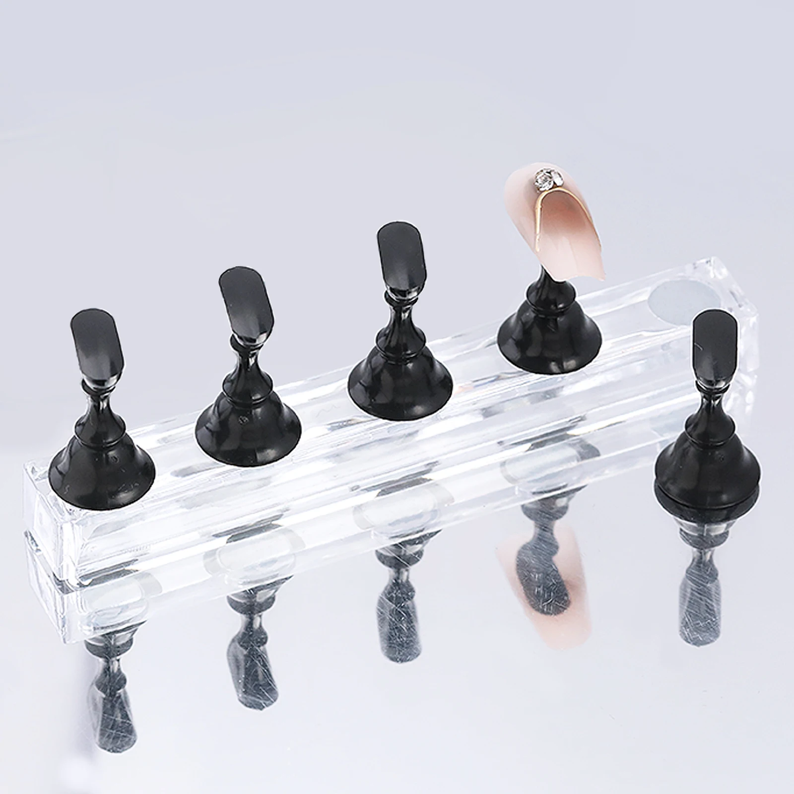 Magnetic Nail Holder Set False Nail Tip Practice Stand Crystal Base Holder Acrylic Showing Shelves Nail Art Display For SalonDIY