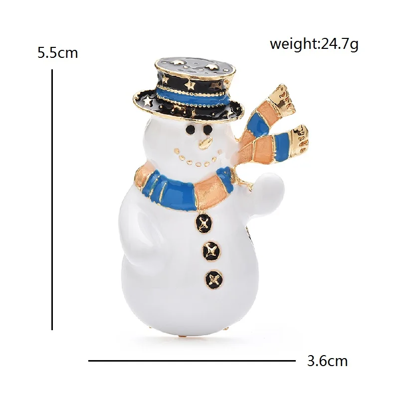 Wuli&baby Lovely Big Wear Scarf Hat Snowman Brooches Pins For Women Enamel Winter-child Figure Party Casual Brooch Pins Gifts