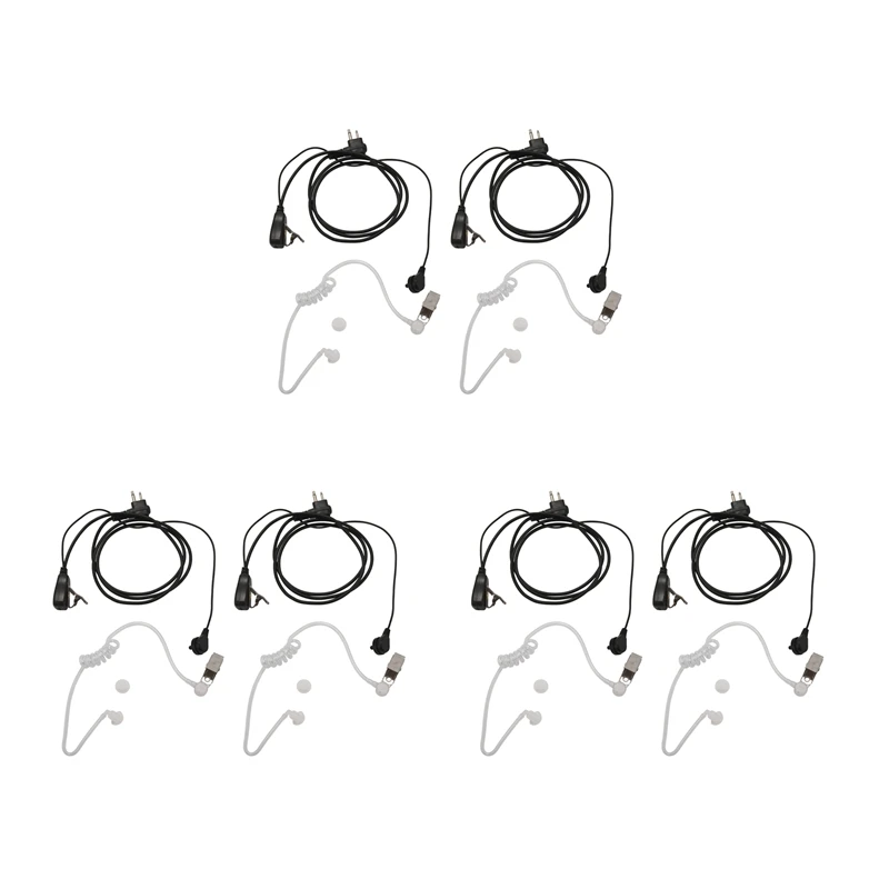 New 6Pack Fbi Style 2Pin Covert Acoustic Tube Earpiece Ptt Headset For Motorola 2 Ways Radio GP88S GP300 GP68 GP2000 GP88