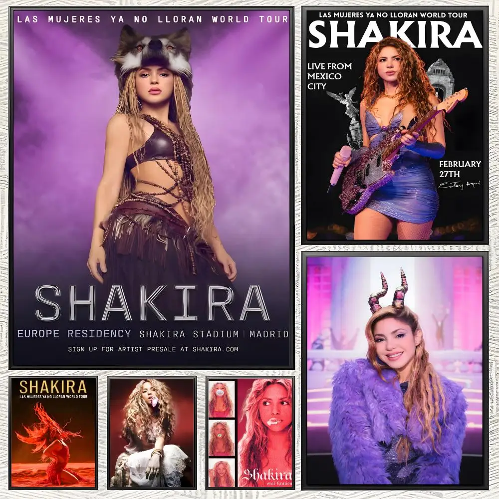 FemaleSinger S-Shakira Poster Posters Self-adhesive Paper Print Home Living Room Bedroom Entrance Bar Cafe Art