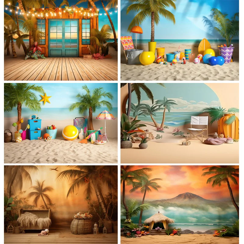 Summer Beach Digital Printed Photography Backdrops Tropical Holiday Children Baby Birthday Party Photo Studio Background RD-01