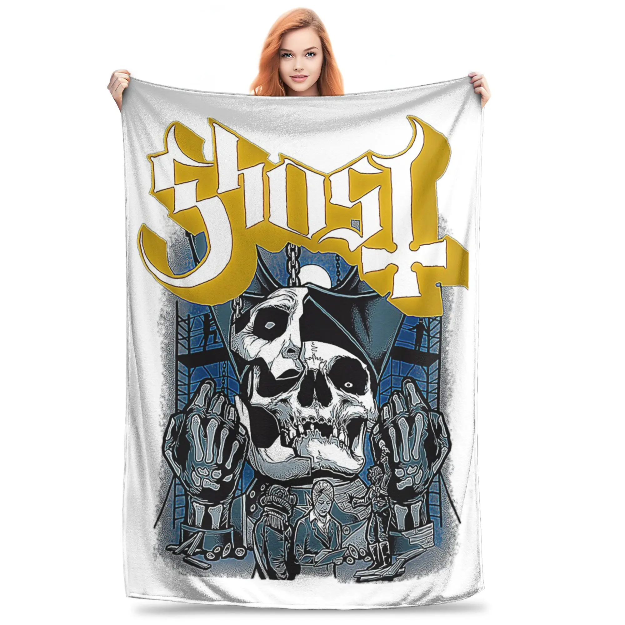 

Flannel Throw Blanket Swedish Rock Band Ghost Warm Plush Blankets Soft Bedspread for Bed Living room Home Picnic Sofa