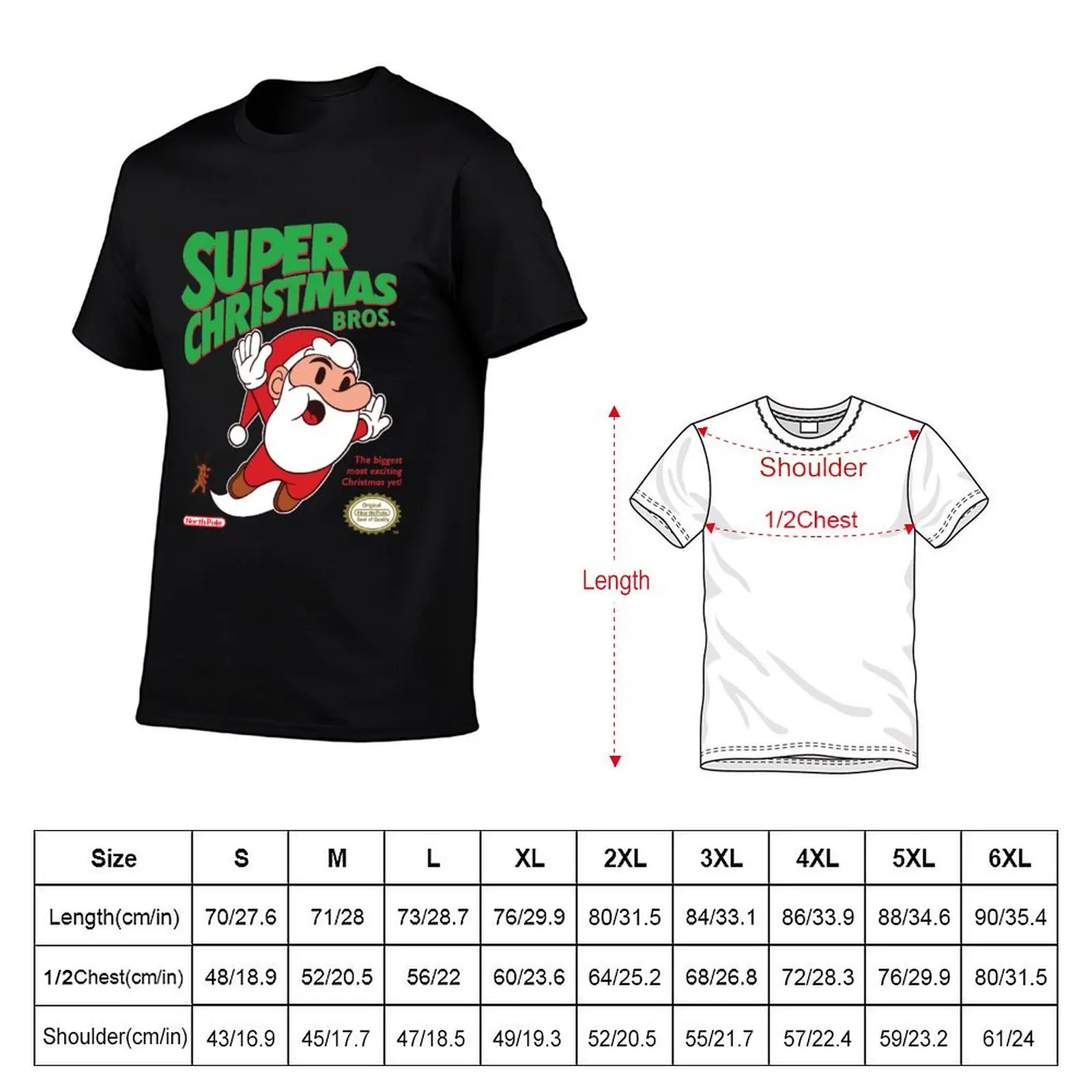 Super Christmas Bros T-Shirt Casual Loose Short Sleeve Tee for Men