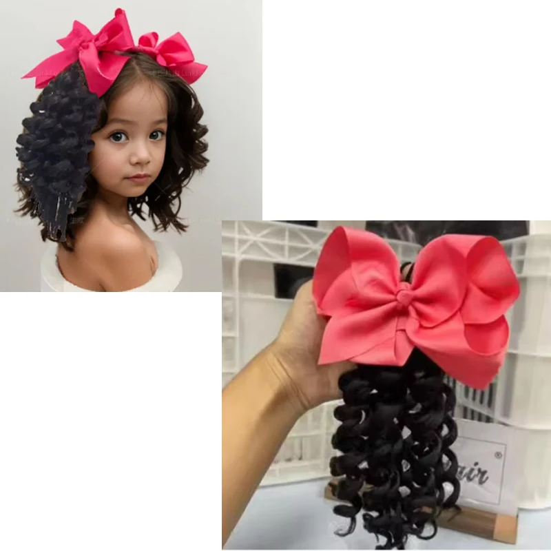 10pcs Wand Curl Crochet Braids Bounce Kids Ponytail Hair Extension  Kids En Gros Kids Synthetic Ponytail Extensions with Elastic