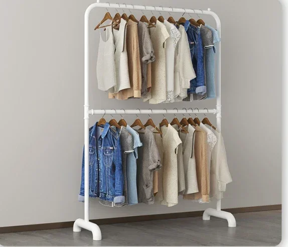 

New coat storage stand portable cloth rack space saving clothes hangers