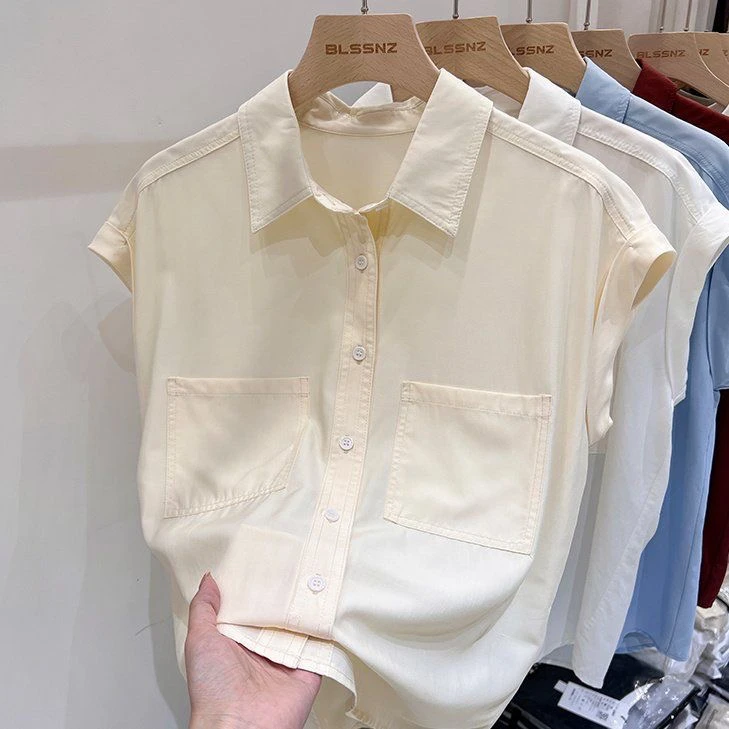 Summer Loose Women's Chiffon irt ort Sve Flng Sve Design Casual Outerwear Top Trendy Commute Sle Pure Color