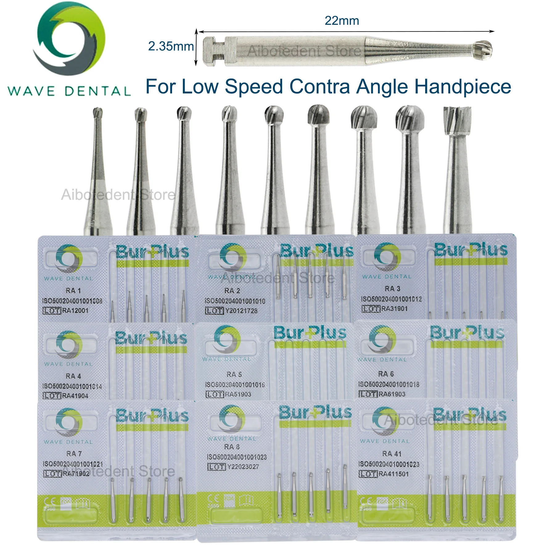 WAVE Dental Bur Plus Low Speed Drill Tungsten Carbide Latch Round RA series 1 - 8 41