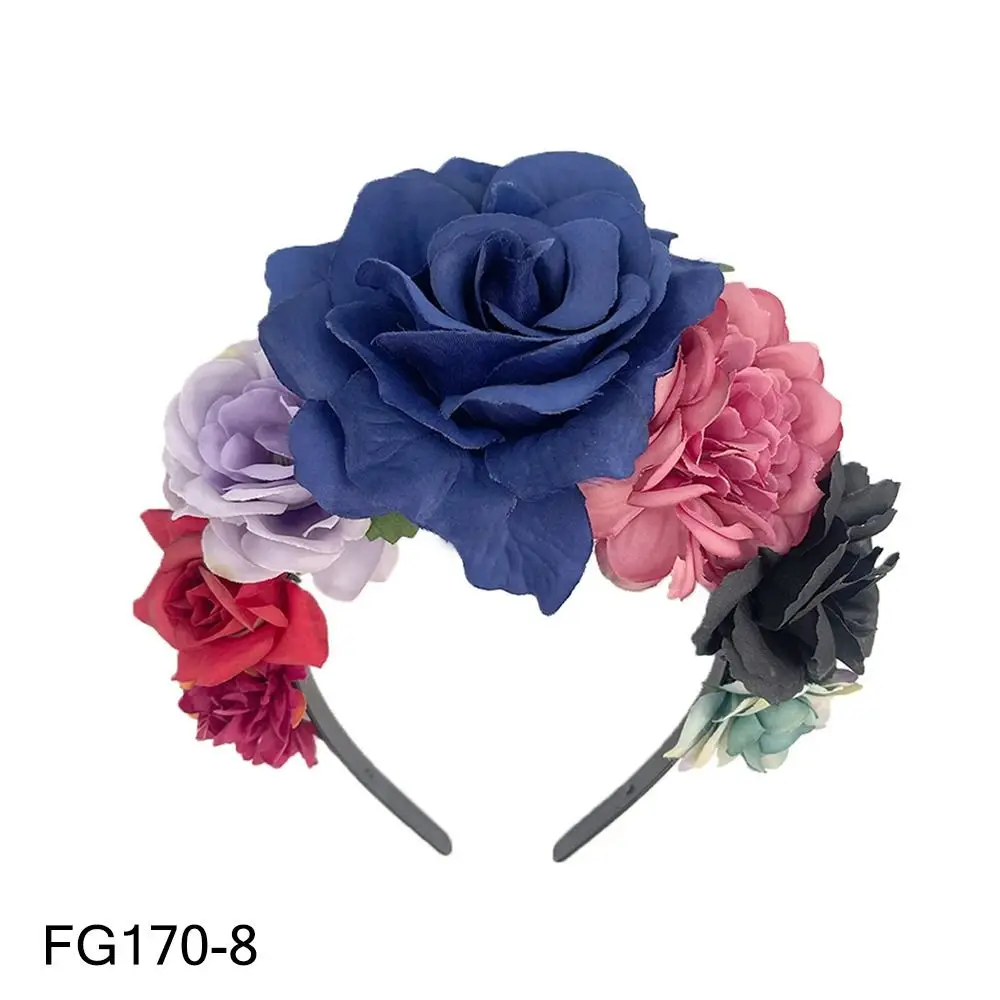 

Cosplay Halloween Party Costume Headwear Boho Hawaiian Mexican Rose Flower Crown Photo Props Wedding Bridal Hair Accessories