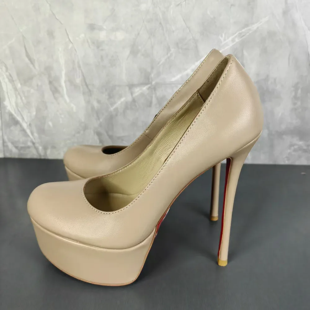 

Solid Color High Platform High Heels Round Toe Stiletto Slip-On Sexy Pumps Fashionable Casual Temperament Women's Shoes