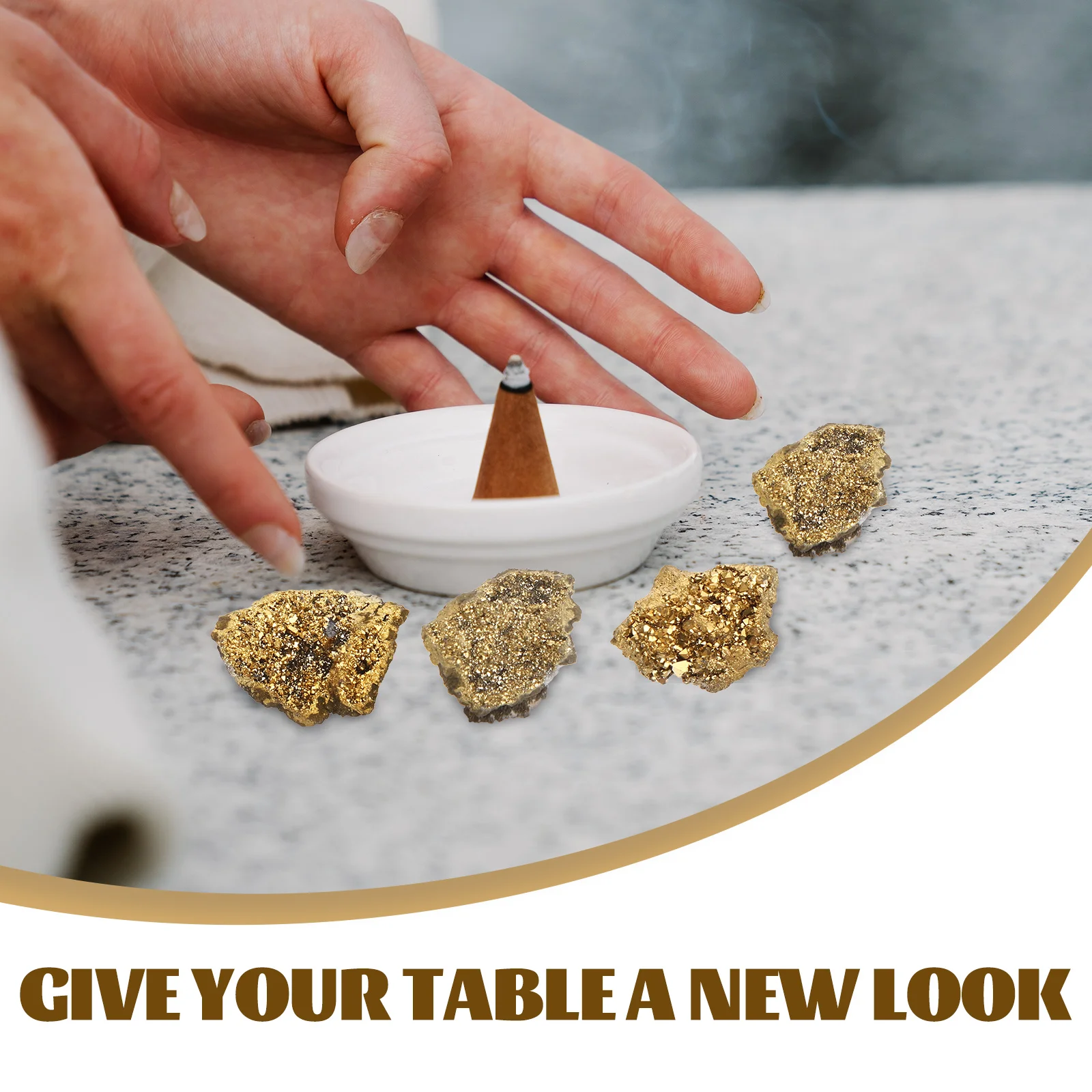 

5pcs Irregular Stone Decorative Stones Specimen Desktop Decoration Mini Stones Golden Pyrite Hard Non-Deforming Skin-Friendly