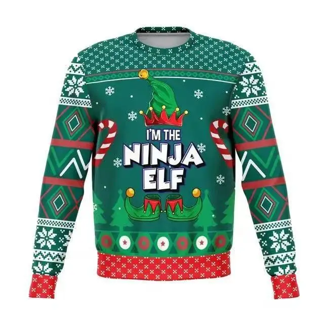 Fun and ugly Christmas sweaters, comfortable and trendy holiday Christmas 3D printed sweatshirts, streetwear, pullovers, tops