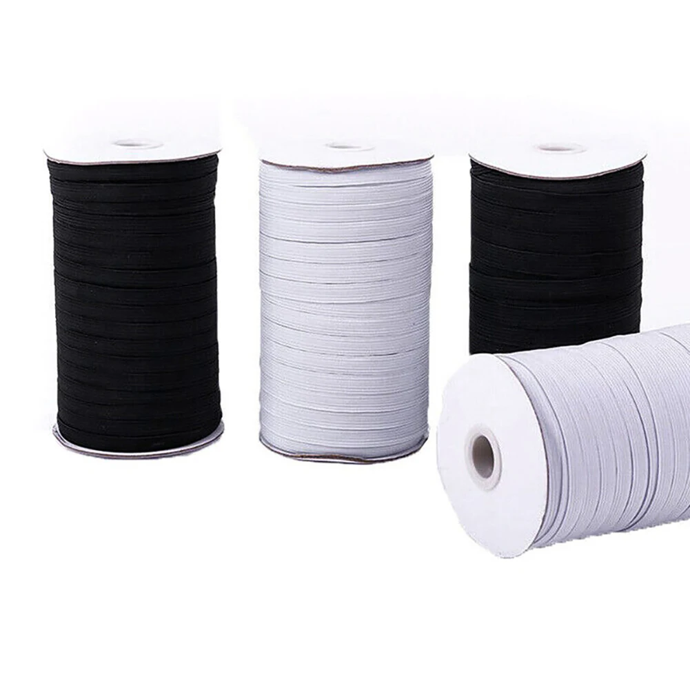 182/100/91M Sewing Elastic Band Heavy Stretch High Elasticity Knit Elastic Band for Sewing Waistband Elastic White black 3-6mm