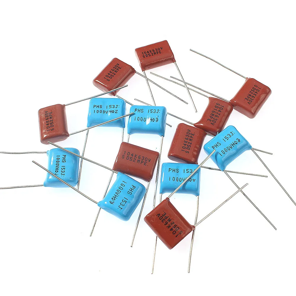 200PCS/Lot  0.001uf ~2.2uf 630V CBB Capacitors Kit, 25 Kinds Polypropylene Film Capacitor electronic kit