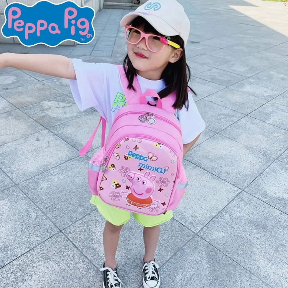 Peppa pig impresso dos desenhos animados das crianças mochila adequado para meninos meninas estudantes ao ar livre viagem escola presente do feriado