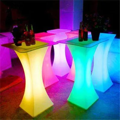 

Fashion Design Outdoor Furniture PE Plastic LED Lighting Party Event Outdoor bar Table