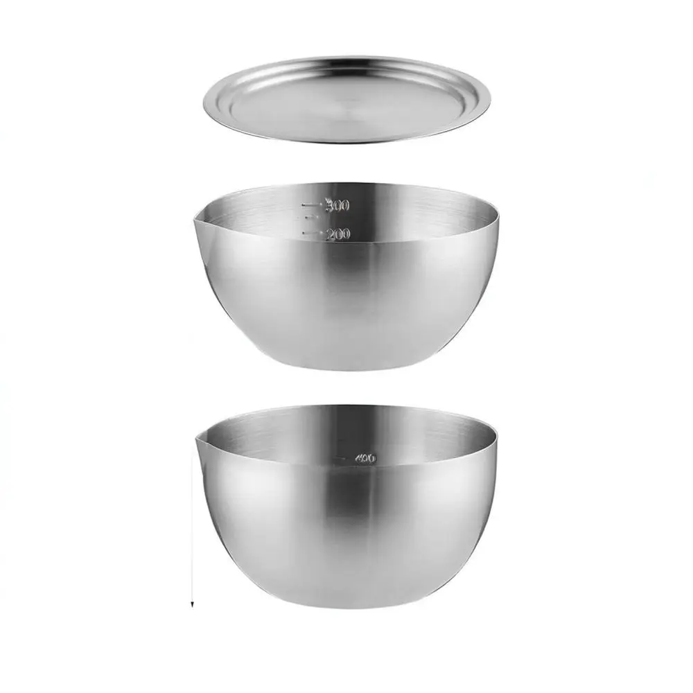 For Chuangchao Household Baking Mixing Bowl Stainless Steel With Lid Pour Spout Kitchen Salad Basin Measuring Tool
