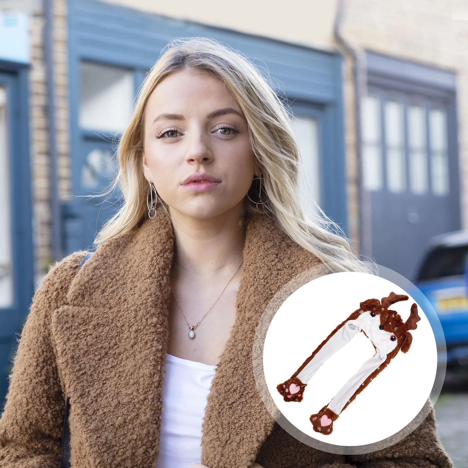 

Deer Ear Moving Hat Christmas Party Costume Warm Keep Cap For Women Xmas Cosplay Gift Holiday Accessory