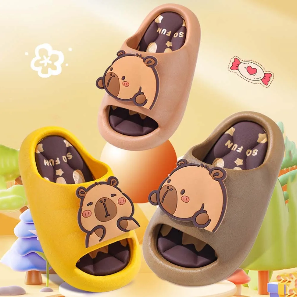 بولي كلوريد الفينيل لطيف كابيبارا النعال المضادة للانزلاق سميكة الكرتون الحيوان النعال للتدوير لينة الأطفال الحمام الصنادل الصيف #2