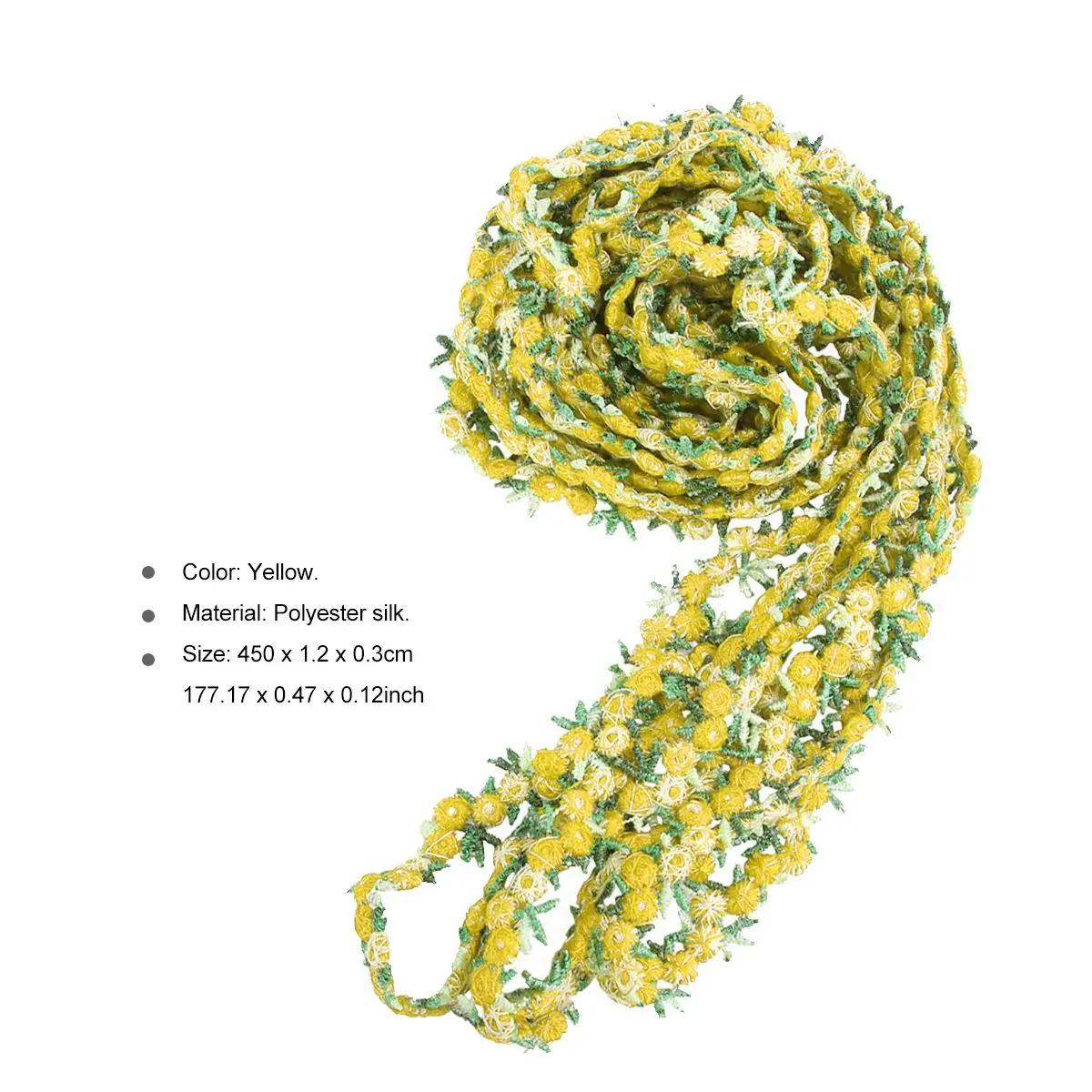 

Rose Trim Decorative Ribbon 45m Lace Wedding Appliques Bridal Floral Ribbon Crafts Yellow Color Elegant Embroidered Flowers