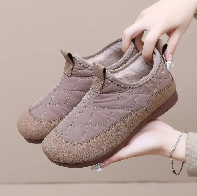 

Winter Warm Women Soft Soled Cotton Shoes Anti Slip Casual Flat Bottom Casual Lazy Cotton Shoes
