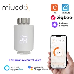 MIUCDA Tuya ZigBee Thermostat, Smart TRV Programmable Radiator Actuator Valve for Remote Temperature Control with Alexa Support