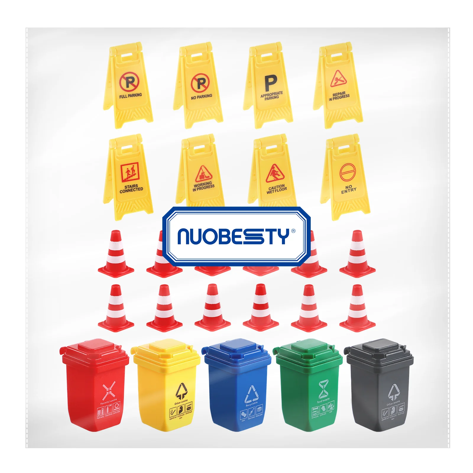 25 Pcs Kids Outdoor Toys Teaching Cognitive Road Signs Traffic for Trash Cans Cone Models Street Playset Child