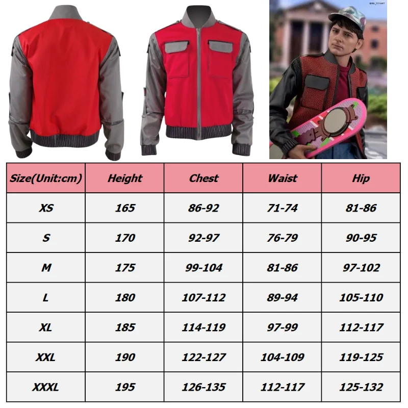 

Anime Marty McFly Cosplay Costume Halloween Carnival party Future Marty McFly Red Jacket Coat