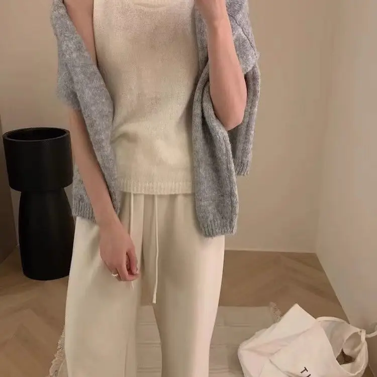 Ensemble pull tricoté ample à col en v pour femmes, automne hiver, ensemble deux pièces polyvalent et confortable