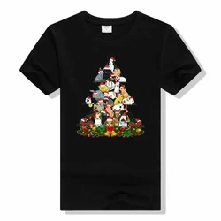 Bunny Christmas Tree Graphic T-Shirts Funny Rabbits Printed Aesthetic Clothes Basic Cotton Outfits Family Matching Tee Xmas Gift