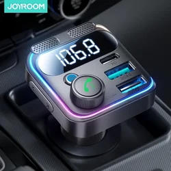 JOYROOM Bluetooth 5.3 FM Transmitter For Car 48W PD&QC 3.0 Car Charger Adapter Bluetooth & U Disk Dual Mics Hands-Free Calling