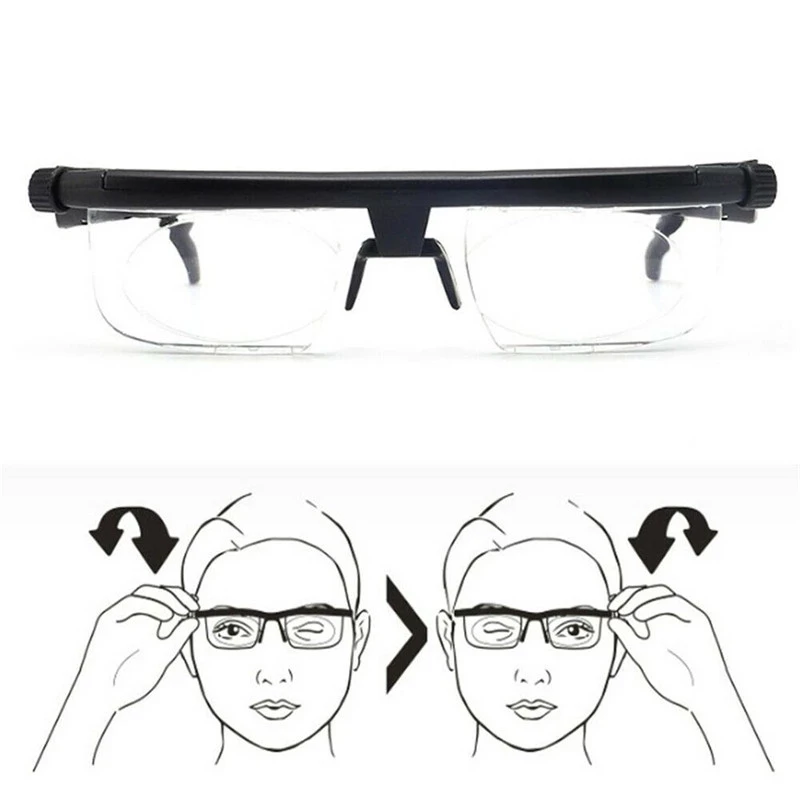 NONOR Double Vision Adjustable Degree Reading Glasses Universal Focal Length Correction Myopia Presbyopia Eyeglasses -6d to +3D