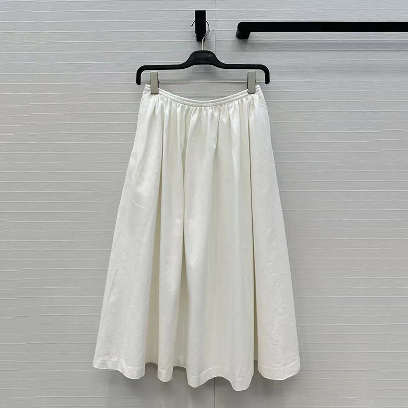 

Women's Skirt, Pleated Low-Waist A-Line Skirt, Casual Versatile Cotton Midi Skirt, 2026, Spring, New Arrival, Y2K Style,