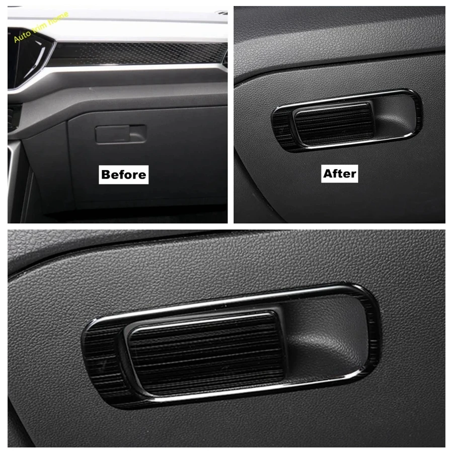 Fit For VW Volkswagen T-Cross T Cross 2019 - 2023 Glove Box Handle Cover Copilot Storage Clasp Hand Bowl Sequins Sticker Trim