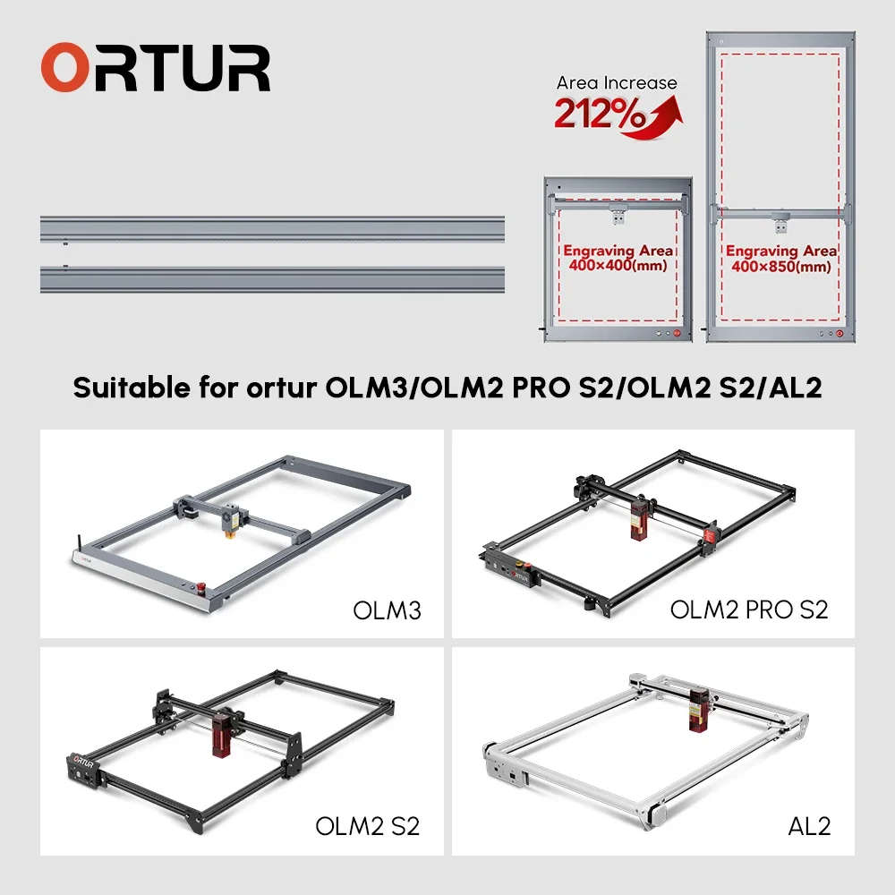 ORTUR Laser Engraver Engraving Work Area Expansion Kit Y Axis Extension Kits Upgrade For OLM3 OLM2 OLM2 PRO S2 AL2