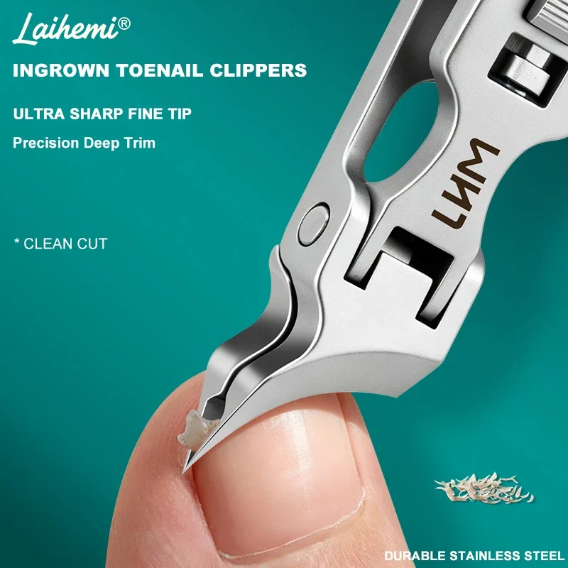 Laihemi Foldable Dual Blade Ingrown Toenail Clippers Wide Jaw Anti-Splash Stainless Steel Nail Trimmer Set with Nail File